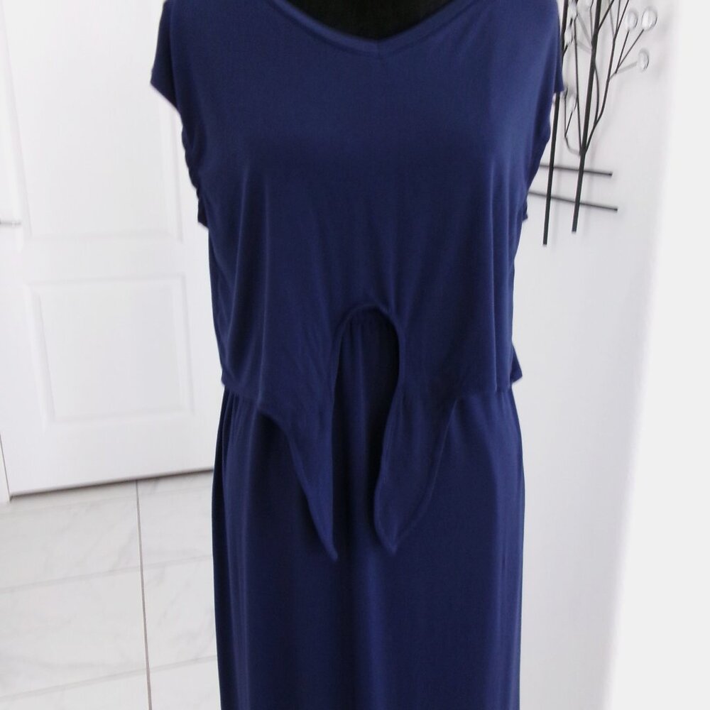 SOMA Navy Blue Soft Stretchy Popover Maxi Dress with Pockets M - Picture 10 of 14